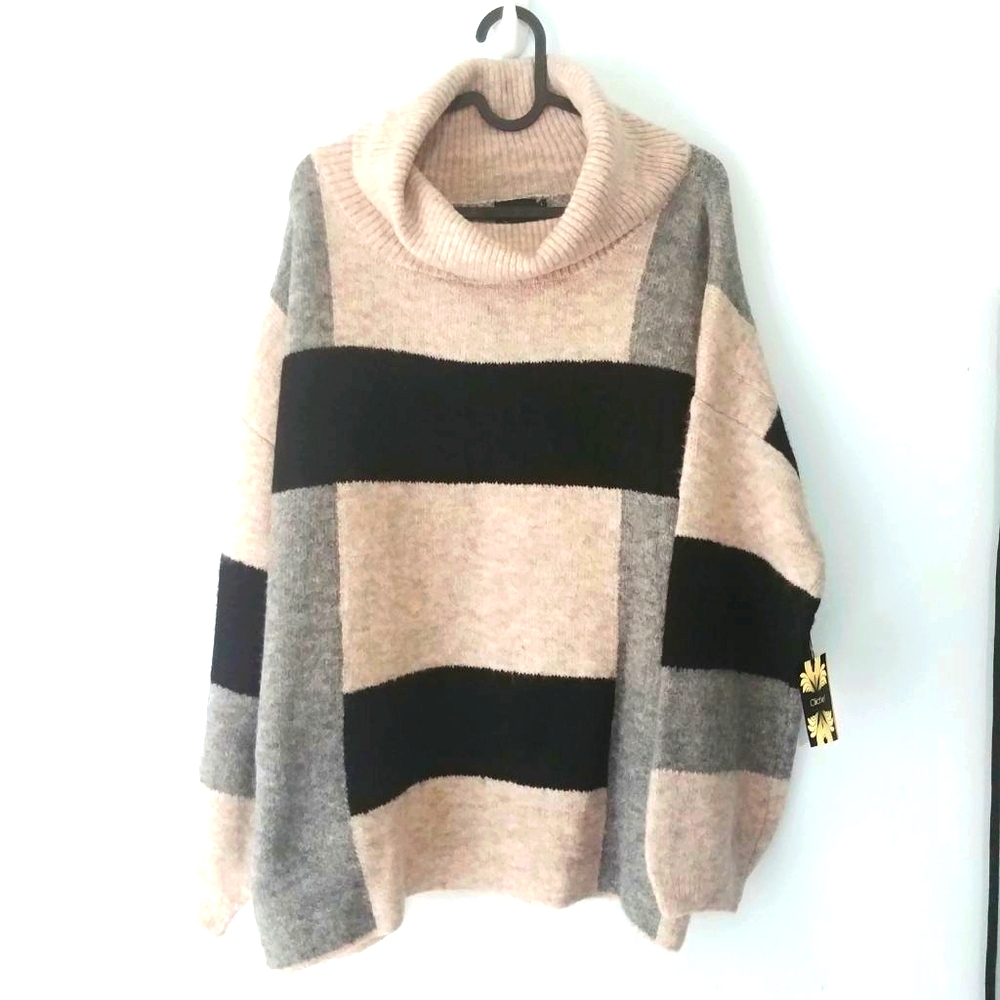 Cozy Colorblock Turtleneck Sweater
